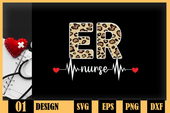 ER Nurse Leopard Heartbeat Graphics for Crafts