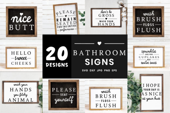 Farmhouse Bathroom Signs Graphics for Crafts