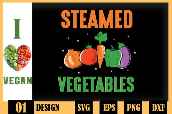 Funny Vegan Steamed Vegetables Graphics for Crafts