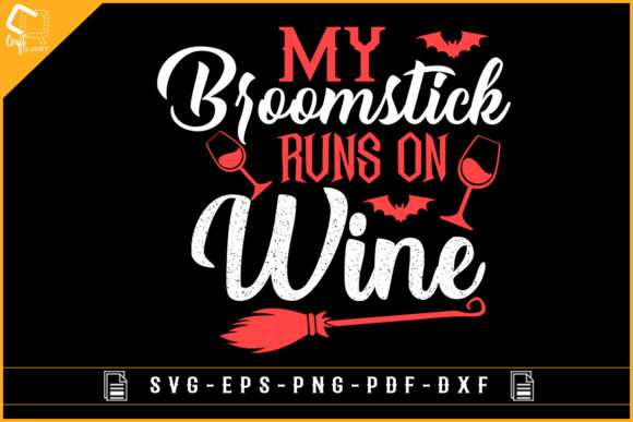 Halloween Broomstick Wine T-shirt Design