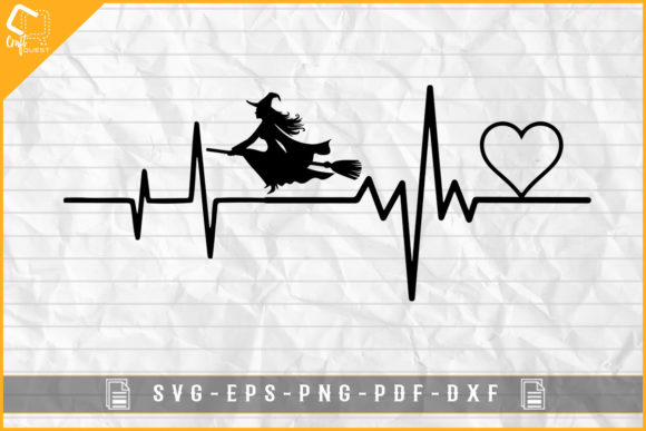 Halloween Witch Heart Beat Graphic for Local Branding