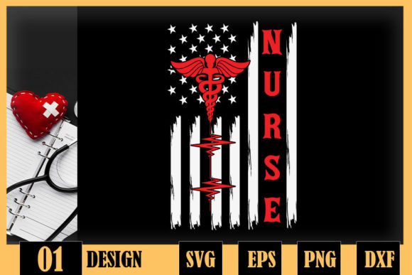 Nurse American Flag Graphics for Crafts