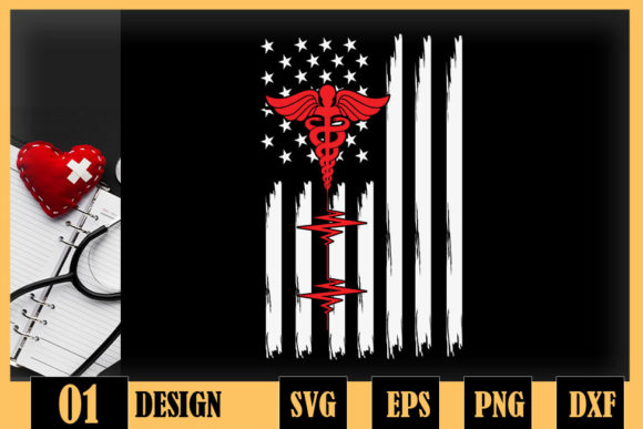 Thin Red Line USA Flag Nurse Graphics for Crafts